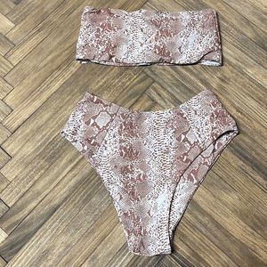 Womens size medium zaful brown and white swimming suit